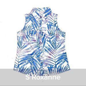 Lularoe Roxanne Snap Button Tank Palm Leaves Print - Size Small